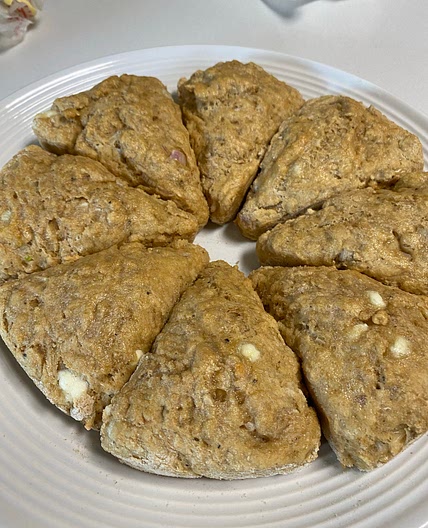 Whole wheat cheese garlic and onion scones