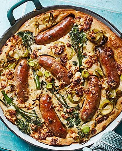 Easy cheesy mustard toad-in-the-hole with broccoli
