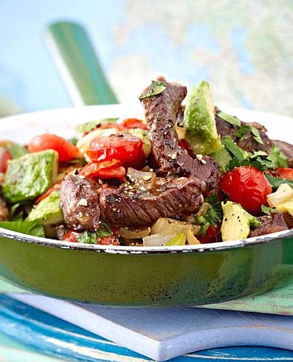 Steak-Pfanne mit Avocado