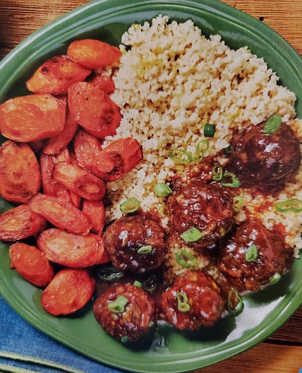 Apricot Glazed Meatballs w/ Carrots & Couscous - Unhealthy, 90min