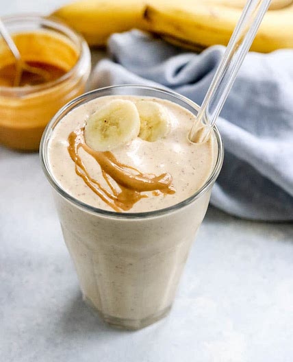 Almond butter banana protein smoothie