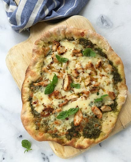 Naan Chicken Pesto Pizzas