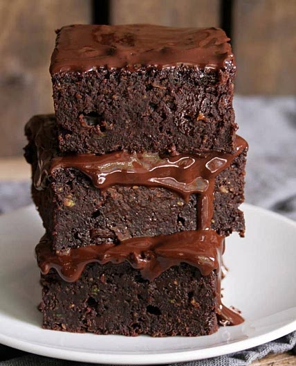 Zucchini Brownies with Chocolate Glaze