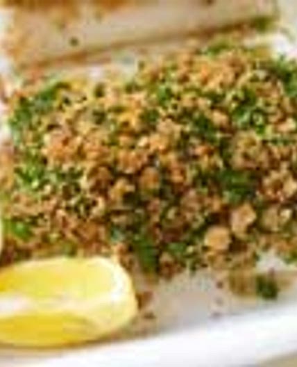 Baked fish with herby lemon crust