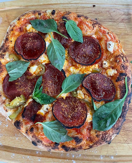Pepperoni and cherry pepper pizza
