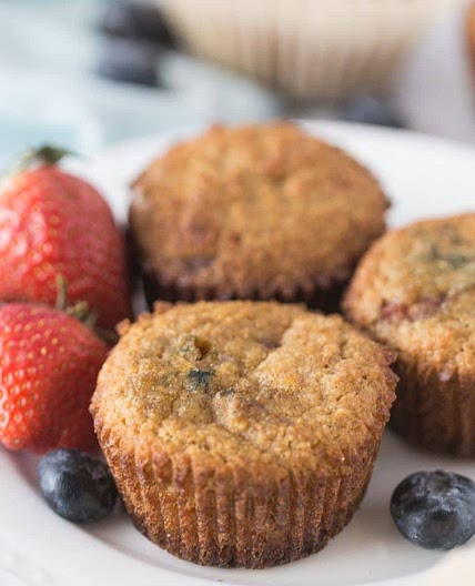 Low Carb Mixed Berry Muffins