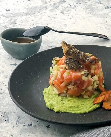 Salmon Sashimi Salad with Yuzu Vinaigrette