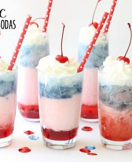 PATRIOTIC RED, WHITE and BLUE ITALIAN CREAM SODAS