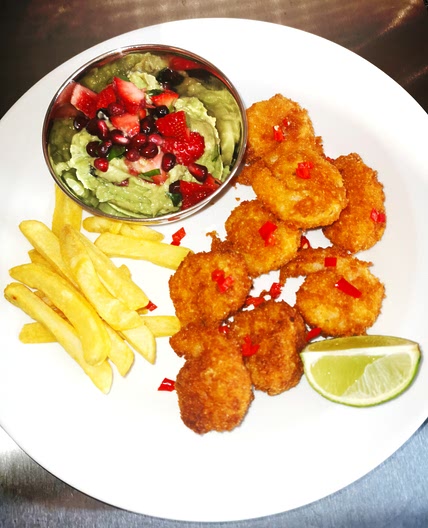 Coconut and cornflakes Shrimp GUACAMOLE