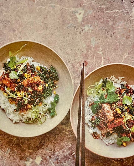 Greens and Caramelized Tofu with XO Sauce