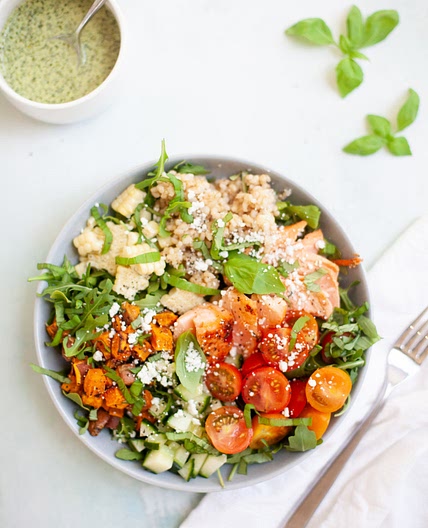 Salmon, Sweet Potato, and Chimichurri Salad