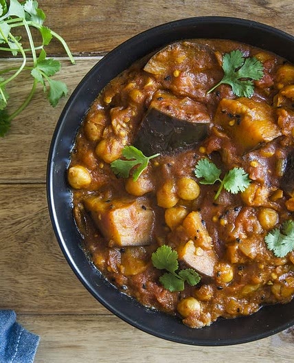 Curry aubergines gingembre miso coriandre