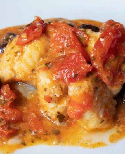 Cod with Puttanesca Sauce