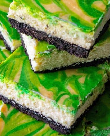 St. Patrick's Day Baileys Cheesecake Bars