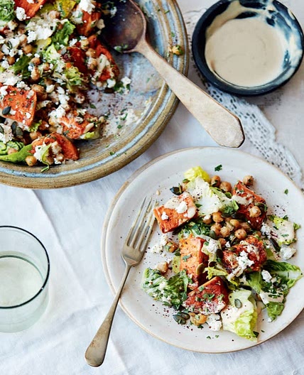 Sweet Potato, Chickpea, and Tahini Salad