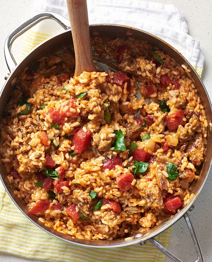 Spicy sausage risotto