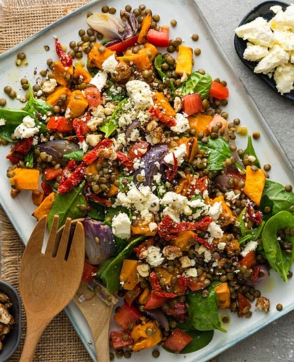 Warm Roast Pumpkin and Puy Lentil Salad