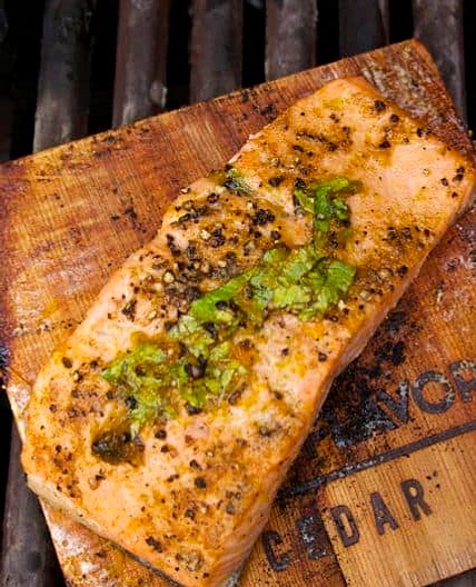 cedar planked salmon