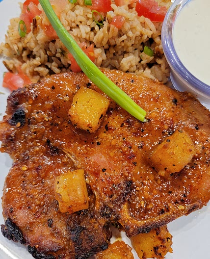 Air Fryer Honey,  Mesquite and pineapple Pork Chops