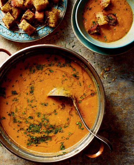 Red Lentil and Squash Soup with Za'atar Croutons
