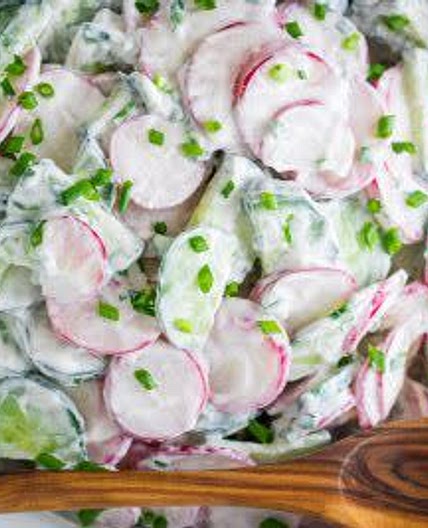 Creamy Cucumber Salad with Radishes, Lemon and Mint