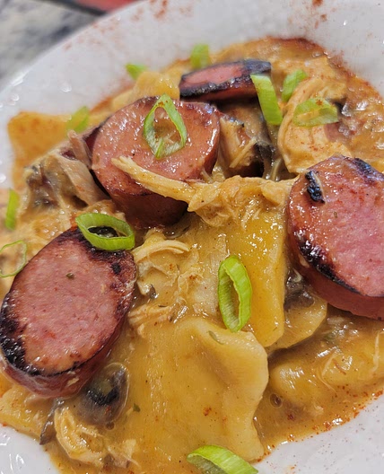 Rotisserie Weekend: Spanish Style Chicken and Dumplings