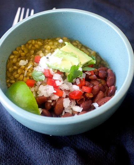 red bean and green grain taco bowl