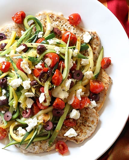 Mediterranean Boneless Pork Chops with Julienned Vegetables