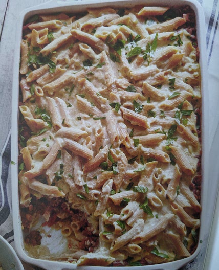 Pastitsio: Greek Pasta with Lentils and Potato Cheese Sauce