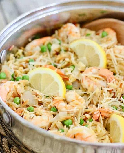 20 Minute One Pan Shrimp and Orzo Dinner