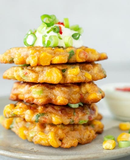 Sweetcorn Fritters with Yogurt dip