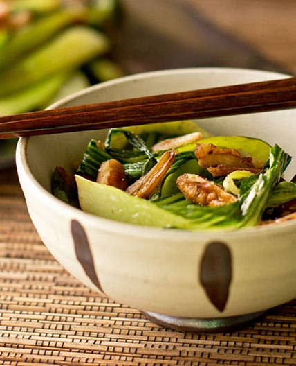 Bok Choy with Pecans and Lemongrass