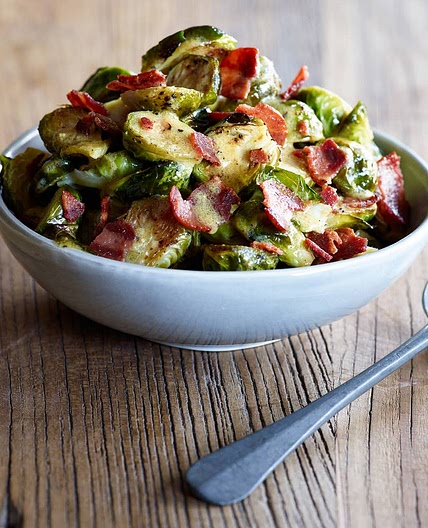 Roasted Brussels Sprouts with Turkey Bacon Vinaigrette