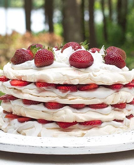 Low FODMAP Strawberry Coconut Meringue Cake
