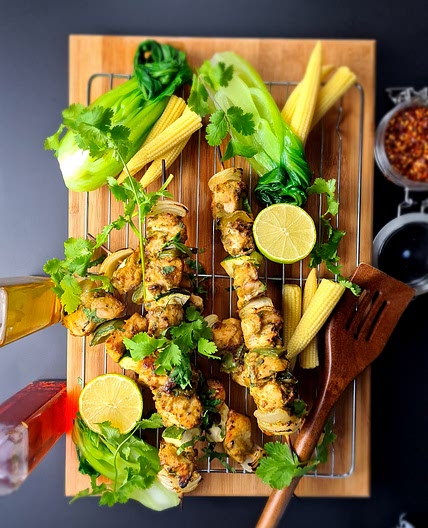 Thai Green Chicken and Courgette Kebabs by Pureety