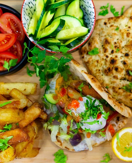 Garlic Butter Chicken Gyros with Salt and Vinegar Chips by Pureety