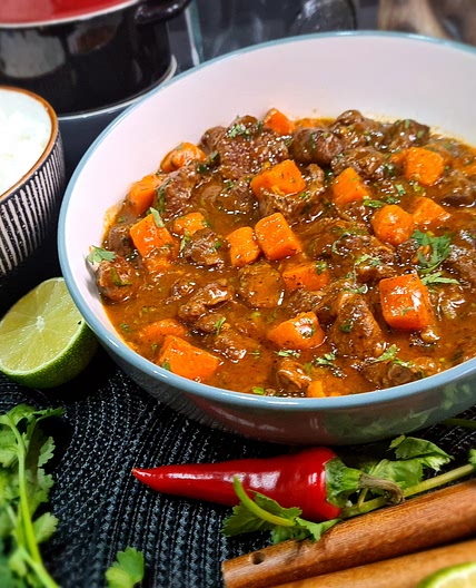 Moroccan Style Coconut, Beef and Sweet Potato Curry by Pureety
