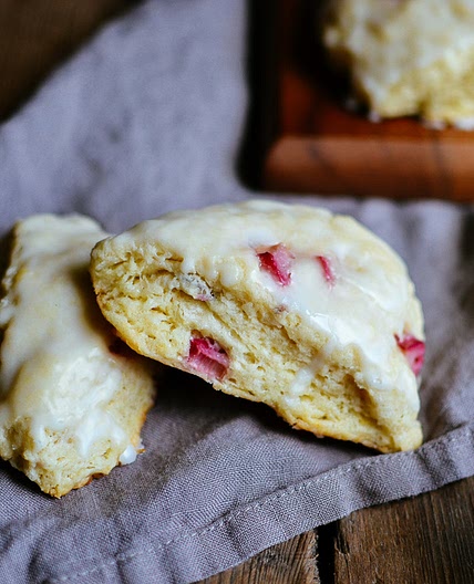 rhubarb scones with lemon glaze — the farmer's daughter | let's bake something