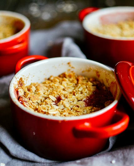 rhubarb crisp // with le creuset — the farmer's daughter | let's bake something