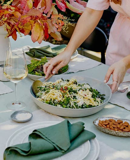 Broccolini, Roasted Almond and Lemon Spaghette