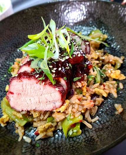Char Siu Pork Fillet with Caramelised Rhubarb and Plum Jam by Pureety