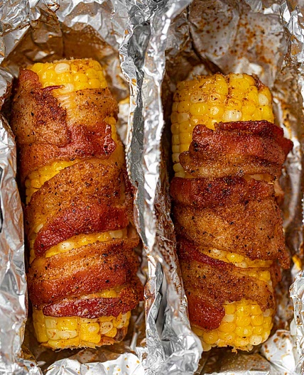 BBQ Bacon Wrapped Corn on the Cob