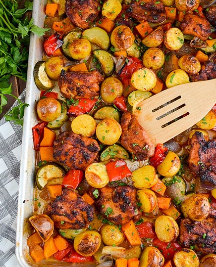 Chicken, Potato, Vegetable Tray Bake