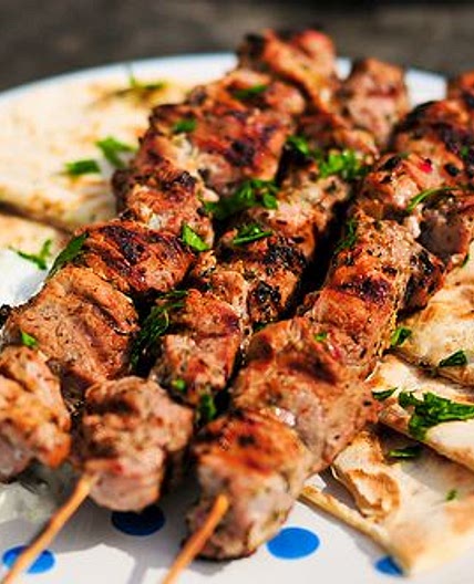 Pork Souvlaki With Pita and Tzatziki