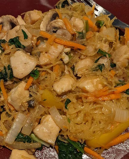 Spaghetti Squash Chicken Japchae