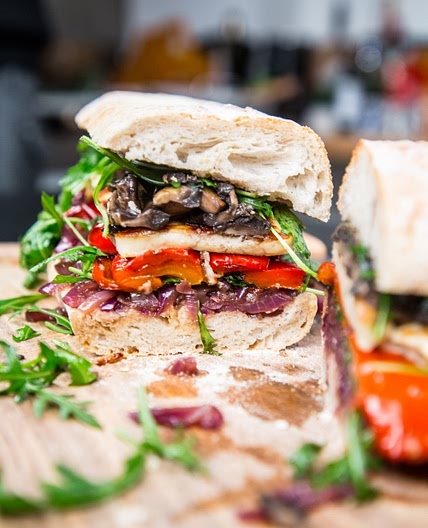 Giant Halloumi and Caramelised Onion Sandwich - Vegetarian Society