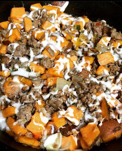 Turkey & Roast Carrot (or Sweet Potato) Skillet