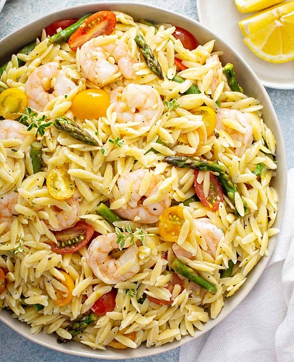 Orzo Salad with Shrimp and Asparagus