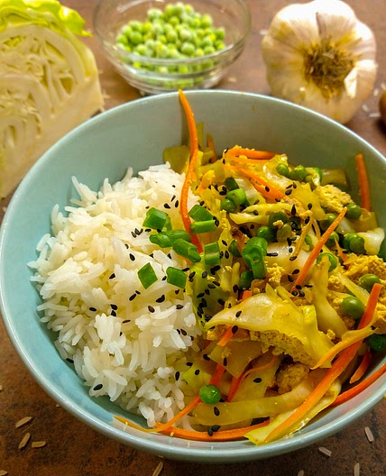Cabbage stir fry with tofu
