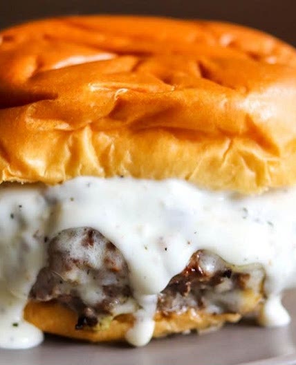 Garlic Overload Burgers with creamy garlic burger sauce